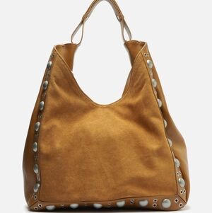 Arezzo *Owen* Large Caramel Suede/Leather Hobo Tote Bag NEW
